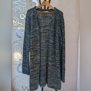 Loft Outlet blue/green long open cardigan - petite XL
